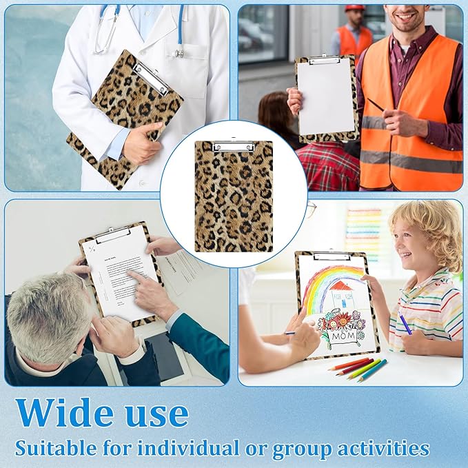 Leopard Print Clipboard Decorative Clip Board with Metal Clip A4 Standard Size 12.5" X 8.7" for Teacher Students Nurses Office