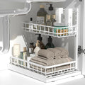 Under Sink Organizer, Adjustable Height Pull-Out Kitchen Storage Organization,15.8" x 11.8" x 16.5",2-Tier Kitchen Shelf,Bathroom Drawer Organizer, White