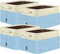 BALEINE 4 Pack Fabric Storage Bins for Shelves, Linen Storage Baskets for Organizing, Decorative Closet Bins for Clothes, Home (Skyblue, 17''x13''x10.5'')