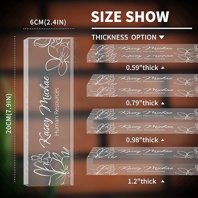 SalaGraphics Custom Engraved Acrylic Name Plates for Desks, Office Desk Plate Personalized, Decor Nameplate, Nurse Manager Employee Teacher Appreciation Gifts, Accessories (Flowers F)