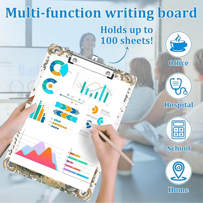 Mushrooms Moon Clipboard Decorative Clip Board with Metal Clip A4 Standard Size 12.5" X 8.7" for Teacher Students Nurses Office