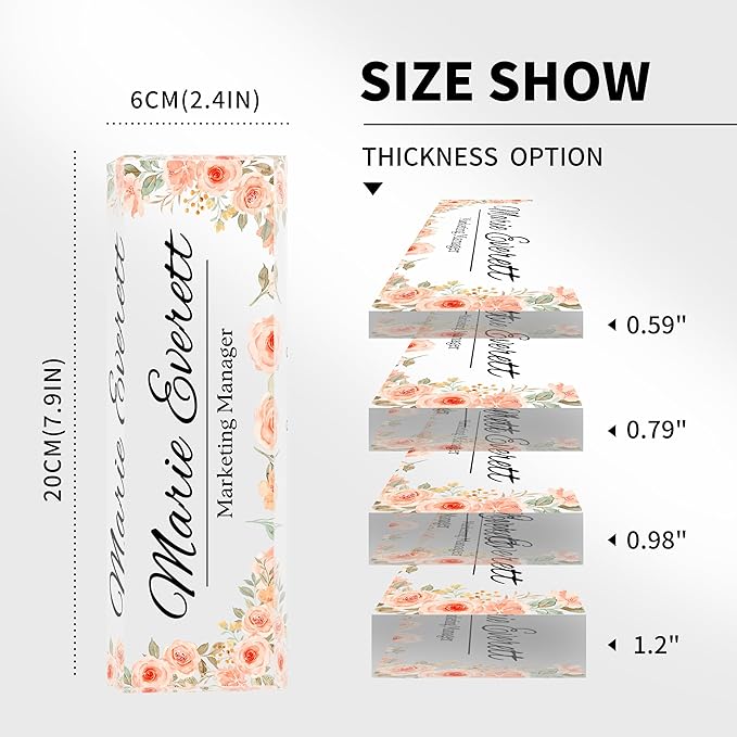 Personalized Name Plate for Desk - Office Gifts for Teacher, Boss, Employee Appreciation - Desk Decor (Blooming)