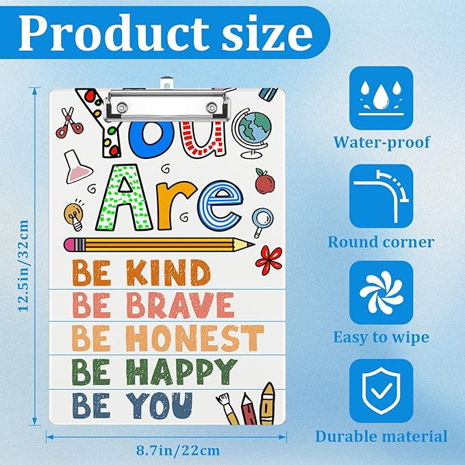 You are Teacher Clipboard Decorative Clip Board with Metal Clip A4 Standard Size 12.5" X 8.7" for Teacher Students Nurses Office