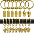 LLPJS 100 Pack Curtain Rings with Clips, Curtain Clip Rings Hooks, Bow Hanger Clips for Hanging Drapery Drapes Bows, Ring 1 inch Interior Diameter, Fits up to 5/8" Rod, Gold