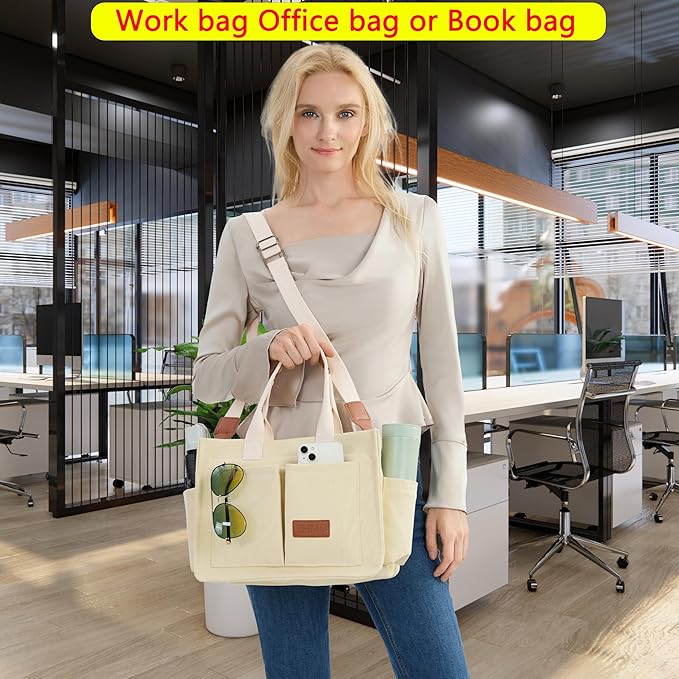 Canvas Tote Bag for Women,Women's Bags Crossbody Bags Work Laptop Tote Bag Large Handbags Purse for Travel Nurse Teacher
