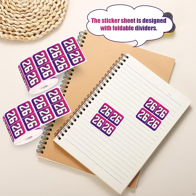 1000pcs 2026 Year Stickers, 3/4x1-1/2 Inch 26 Year Colored Self-Adhesive Stickers File Folder Labels Decals for Tab File Folders Office Supplies (Gradient)