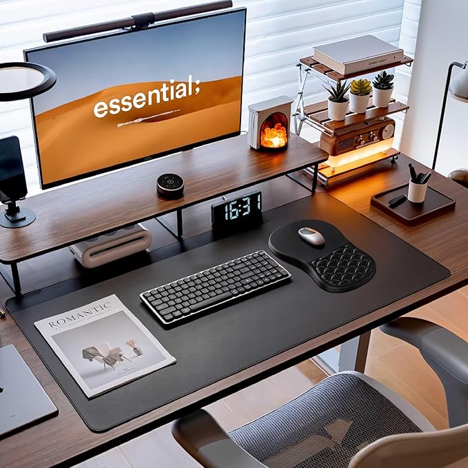 Ergonomic Mouse Pad Wrist Support with Memory Foam&Non-Slip Pu Base Cushion Massage Bump,Mouse Pad with Wrist Rest for Carpal Tunnel Pain Relief,Work from Home Essentials