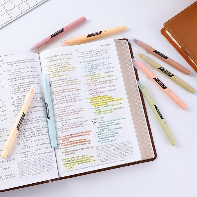 FUNFULL Bible Highlighters and Pens No Bleed Through, 16 Pack Assorted Colors Pastel&Earthy Gel Highlighters, Bible Markers Study Kit Journaling School Supplies with Wax texture（Soft Colors）