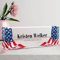 Name Plate for Desk, Desk Name Plate Personalized Office Desk Decor for Women Men, Acrylic Desk Accessories with US Flag, The Office Gifts Employee Appreciation Gifts for Boss, Manager, Teacher, Nurse
