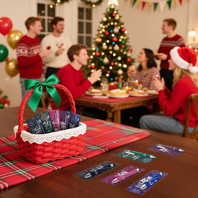 60 Sets Christmas Employee Appreciation Gifts Ballpoint Pens Bulk Black Ink Stylus Caps Bookmarks Thank You Gift For Staff Colleagues Party Teachers Cool Team Nurses Inspirational Office Women Men