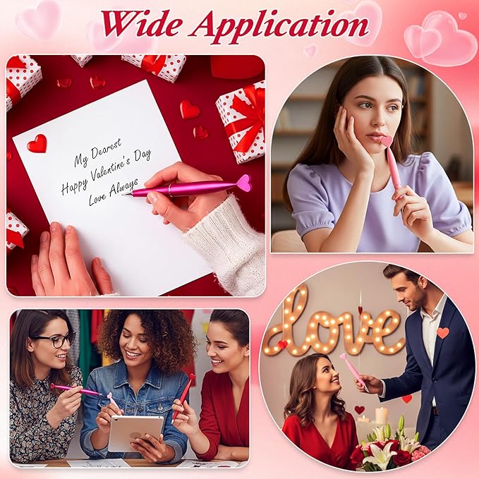 Crtiin 100 Pcs Valentine's Day Heart Shaped Pens Black Gel Ink Novelty Valentine Party Favor 1.0 mm Heart Ballpoint Pens for Men Women Office Valentine's Day Wedding Party Supply (Colorful)
