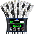 Maximm Cat 6 Ethernet Cable 6 ft (20-Pack) - High-Speed LAN Cable, Internet Cable, Patch Cable, and Network Cable - UTP, 10Gbps, 550MHz Ethernet Cord - Black & White