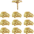Beetle Bug Car Push Pins - Gold Bug Pins - for Cork Board, Maps, or Lapel Pin Use - Designed in USA - Set of 10