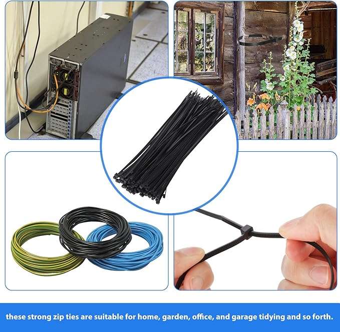 Shappy 500 Pack Long Zip Ties Heavy Duty, Ultra Exclusive Strong Cable Ties Large Industrial Electrical for Indoor Outdoor Plastic Wraps(Black,18 Inch)