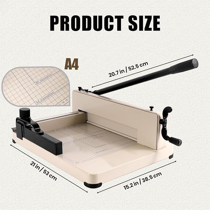 Heavy Duty Guillotine Paper Cutter 12'', 400 Sheets Capacity Paper Trimmer for Cutting Paper, Leather, PVC, Non-Woven Fabrics