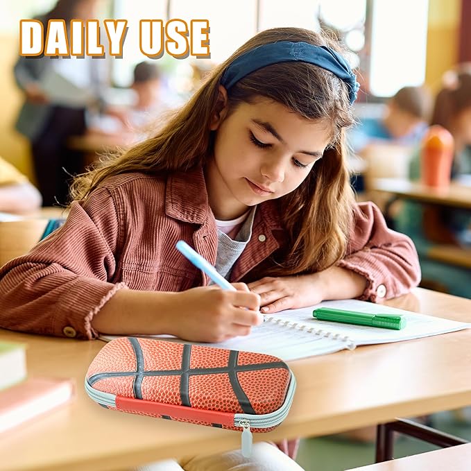 Basketball Pencil Box Zip Pencil Case for Boys Girls School Organizer Pencil Bag Large Capacity Pencil Pouch