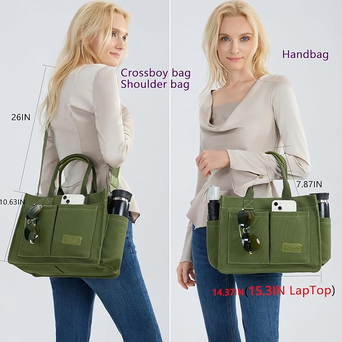 Canvas Tote Bag for Women,Women's Bags Crossbody Bags Work Laptop Tote Bag Large Handbags Purse for Travel Nurse Teacher
