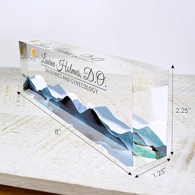 Personalized Acrylic Desk Plaque, Customizable Acrylic Name Plate Block, Executive Desk Name Sign, Social Worker Name Sign