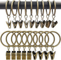 AMZSEVEN 100 Pack Curtain Rings with Clips, Drapery Clips with Rings, Drapes Rings 1.26 in Interior Diameter, Fits up to 1 in Curtain Rod, Bronze