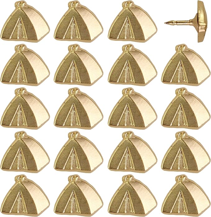 Tent Push Pins - Gold Camping Tent Pin - for Cork Board, Maps, or Lapel Pin Use - Designed in USA - Set of 20