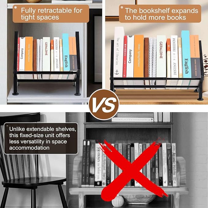 Adjustable Desktop Bookshelf for Desk Book Organizer, Tilting Tabletop Bookshelf in Office Home/Bedroom, Vinyl Record Storage Holder Book Rack for Magazine/CDs/Books/Vinyls Display (Patent Pending