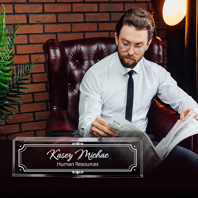 SalaGraphics Custom Engraved Acrylic Name Plates for Desks, Office Desk Plate Personalized, Decor Nameplate, Nurse Manager Employee Teacher Appreciation Gifts, Accessories (Flowers G)