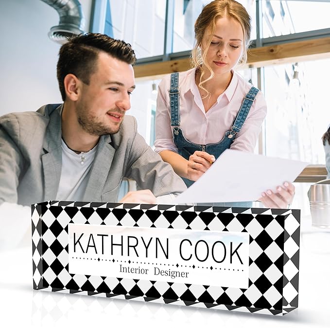 Personalized Name Plate for Desk - Office Gifts for Teacher, Boss, Employee Appreciation - Desk Decor (Chessboard1)