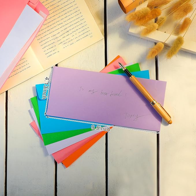 Outus 500 Pcs #10 Colored Envelopes Business Envelopes Adhesive Security Letter Size for Mailing Office Letter Check Invoices Letterhead Invitations Announcements 4-1/8 x 9-1/2''(Bright)