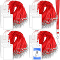Harloon 300 Pack Clear ID Badge Holder with Lanyard 2.75 x 4.53 Inch Bulk Waterproof Vertical Card Holders with Flat Neck Lanyards and Swivel Hooks for Cruise, School, Office Supplies(Red)