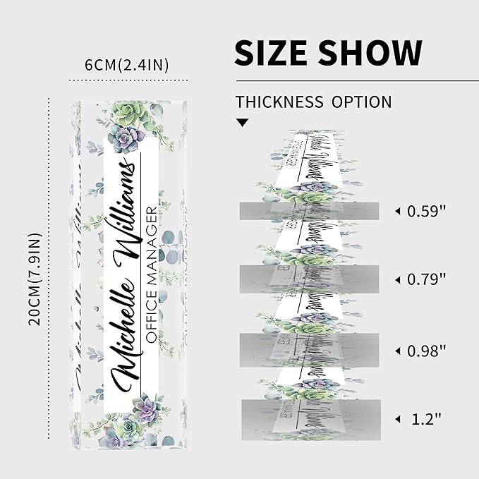 Personalized Name Plate for Desk, Custom Desk Name Plate, Acrylic Name Plate Office Desk Accessories, Personalized Office Gifts for Coworkers Teachers, Employee Appreciation Gifts (A-Never Wither)