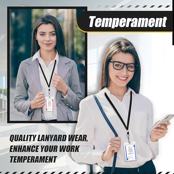 Wesnoy 500 Pack Bulk Lanyards for ID Name Badges Holder Flat Lanyards with Hook Clip Swivel for Office School Accessories (Black)