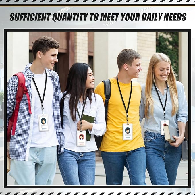 Wesnoy 1000 Pack Bulk Lanyards for ID Name Badges Holder Flat Lanyards with Hook Clip Swivel for Office School Accessories (Black)