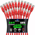 Maximm Cat 6 Ethernet Cable 0.6 ft (20-Pack) - High-Speed LAN Cable, Internet Cable, Patch Cable, and Network Cable - UTP, 10Gbps, 550MHz Ethernet Cord - Red