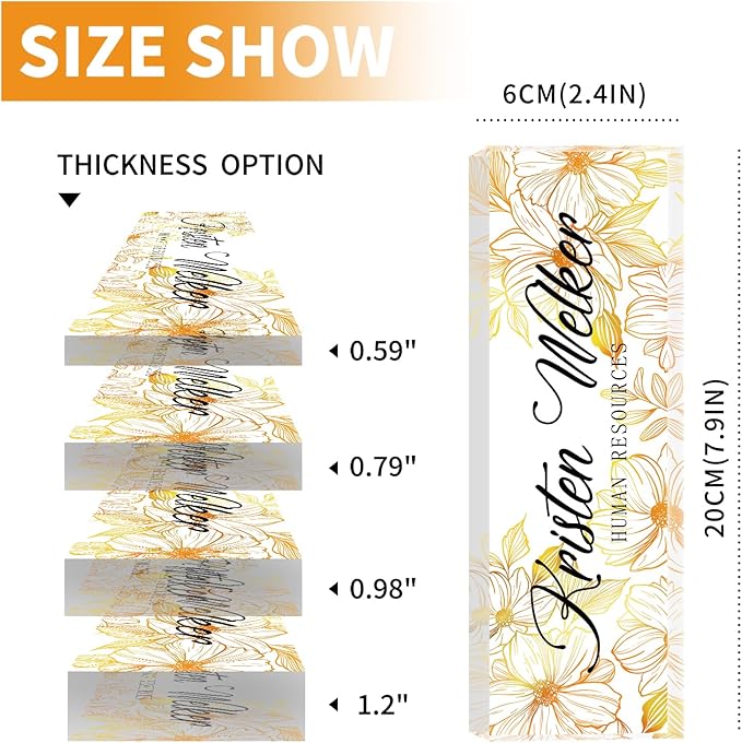 Name Plate for Desk, Desk Name Plate Personalized, Office Decor for Women Men, Acrylic Desktop Accessories, Office Appreciation Gifts for Boss Social Workers Nurse Teacher Employee (White/Gold)