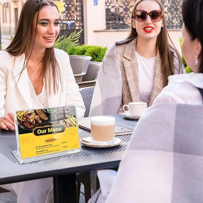 10 Pack 5x7 Inch Sign Holder Horizontal, Double-Sided Usage with Swivel Base for Table Display, for Office, Store, Restaurant, Retail Counters, for Name Sign, Message Board, Note