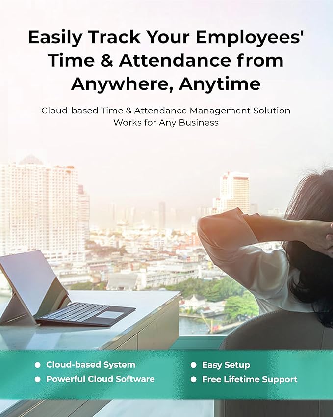 ANVIZ Time Clocks for Employees Small Business - Forever Free Cloud Software - FacePass 7 Pro Biometric Clock in and Out Machine - Support Door Access - Face + RFID + Pin Punching, FacePass 7 Pro