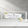 Custom Office Name Plate, Personalized Gifts for Women & Employees, Office Desk Accessory (Little Daisy)