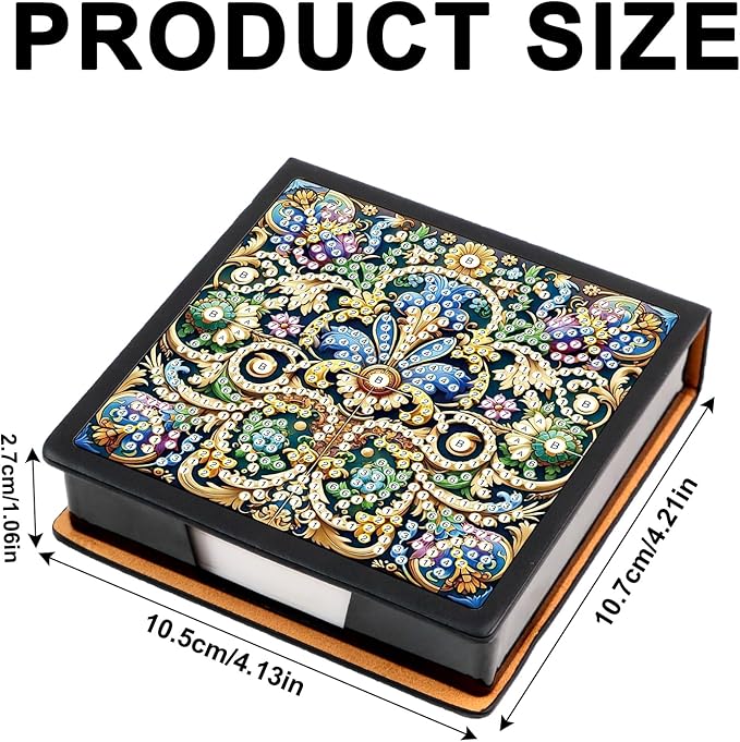 2 pcs Jewelry Diamond Painting Kit Note Box,Gold Memo Paper Storage Box Diamond Art,Sticky Note Holder Diamond Art,Diamond Painting Memo Pad For Office Desk. (Shining)