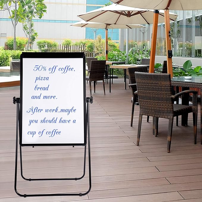 40"x28" U Stand Double Sided Magnetic Dry Erase Board Easel Stand, Whiteboard with Flipchart Paper Pad (25 Sheets)- Height Adjustable Standing Whiteboard for Modern Home Office, Homeschool & Studio