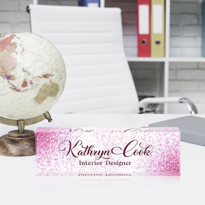 Name Plate for Desk-Personalized Name Plates for Desk-Name Plate Personalized for Office-Gifts for Teacher Boss Employee Appreciation Office Desk Decor (pink diamond), MYDZBJMT1009
