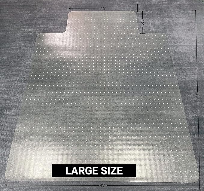 45" x 53" Office Chair Mat for Carpeted Floors – Large, Slip-Resistant, Heavy-Duty Desk Protector with Extended Lip – Easy Glide Rolling Desk Chair Mat for Work, Gaming, Home