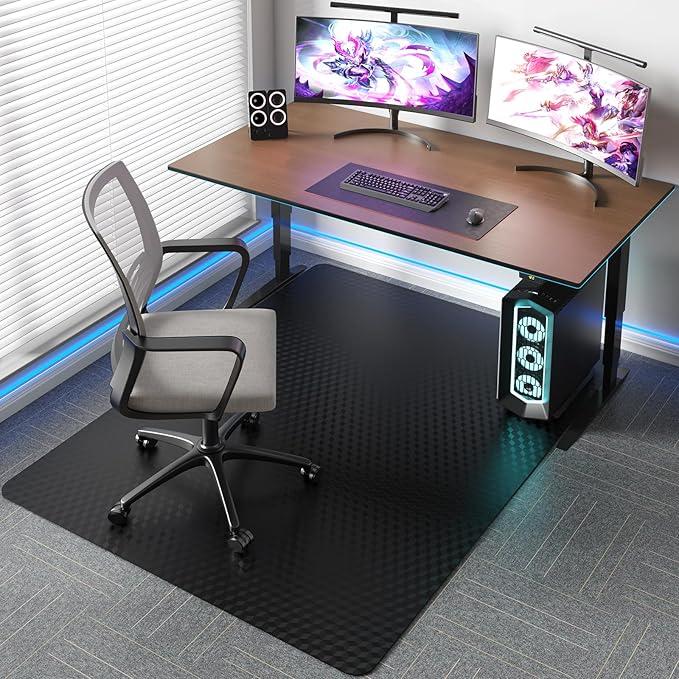 Tydle Chair Mat for Carpet 30"x48" - 3D Geometric Chair Mat for Carpeted Floors, Non-Slip Computer Desk Plastic Floor Mat for Gaming Chairs, Heavy Duty Carpeted Floor Protector for Home Office (Black)