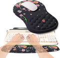 2-in-1 Ergonomic Set, Wave Rise Keyboard Wrist Rest and Massage Bulge Slope Mouse Pad Wrist Support, Cushion Memory Foam Integrated to Relieve Wrist Pain, Flower Dance