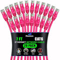 Maximm Cat 6 Ethernet Cable 7 ft (20-Pack) - High-Speed LAN Cable, Internet Cable, Patch Cable, and Network Cable - UTP, 10Gbps, 550MHz Ethernet Cord - Pink