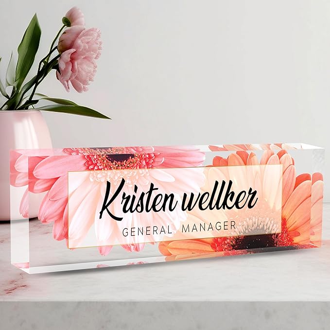 Custom Acrylic Name Plate for Office - Personalized Desk Decor for Women & Men, Employee Appreciation Gifts for Boss, Manager, Teacher, Nurse