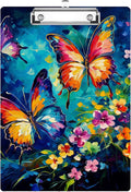 Colorful Butterfly Floral Clipboard Decorative Clip Board with Metal Clip A4 Standard Size 12.5" X 8.7" for Teacher Students Nurses Office