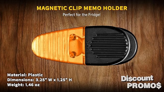 10 Magnetic Memo Holders Set - Large Clip, Plastic - TOrange