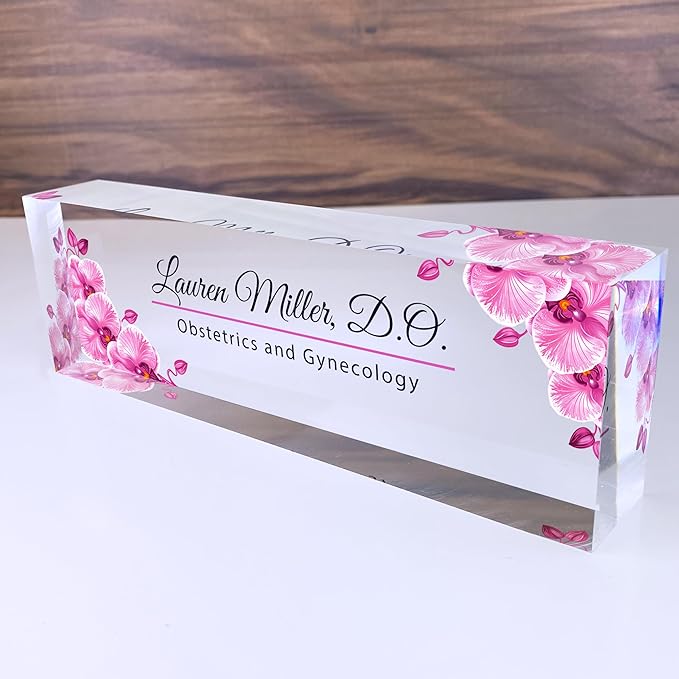 Desk Name Plate for Women, Acrylic Desk Name Plaque, Chiropractor Gift, Personalized Name Plate for Desk, Executive Custom Desk Name Plate