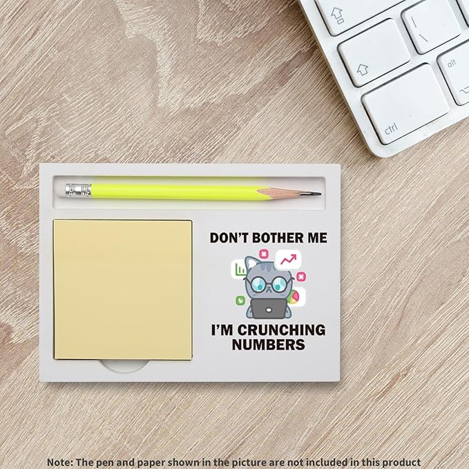 Funny Accountant Desk Gift, Cute Don’t Bother Me I’m Crunching Numbers Cat Sign for Finance Décor, CPA Bookkeeper Tax Preparer Auditor Coworker, Retirement Promotion Note Pad Holders KBB11