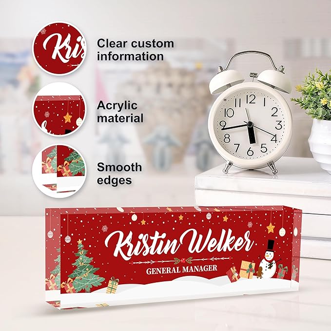 Custom Name Plate for Desk | Personalized Boss Employee Appreciation Christmas Gifts | Acrylic Name Plate Office Desk Accessories